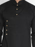 Vastramay Men's Black Cotton Satin Blend Kurta and Churidar Set